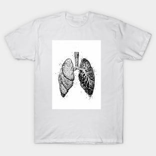 Lungs Anatomy Black and White T-Shirt